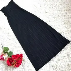 【美品】 プリーツプリーズ マキシ丈ノースリーブワンピース ブラック 黒 2 M