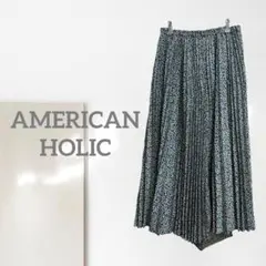 k2【アメリカンホリック】ロングプリーツスカート/美品 リーフ柄 細見え 裏地付