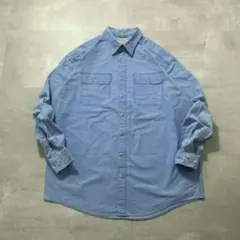 L.L.Beanダンガリーシャツライトブルー コットン100%メンズXL相当古着