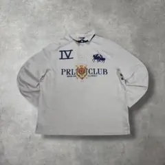 90sポロバイラルフローレン古着ビックポニーラガーシャツ長袖ロゴホワイトK53