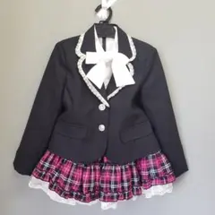 フォーマル・カジュアルセット 黒とピンクチェック 120㎝サイズ 美品