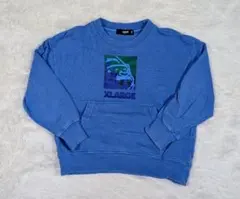 XLARGE KIDSトレーナー 100 ブルーゴリラプリント ポケット付き