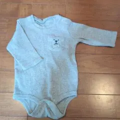 クマ刺繍付きロンパース グレー 70