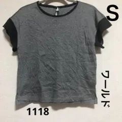 ワールド　Ｄessin　Ｓ　濃いグレー縁取り　薄いグレーカットソーのサムネイル