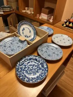 青と白の花柄皿 10枚セット