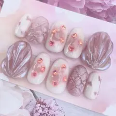 ネイルチップ ハンドメイド マグネット マーメイド キルティング チーク ハート