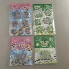 セリア カプセルシール おはじきシール クローバー 犬 4点セット