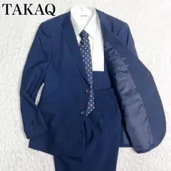 【極美品】タカキュー メンズスーツ セットアップ AB6 ネイビー ストライプ