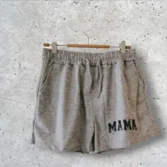 ✨１点限り✨ MAMA刺繍グレーショートパンツ ボトムス ウエストゴム