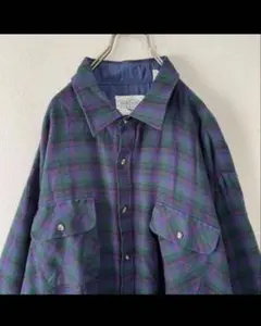 フランネルネルシャツ 紫と緑 チェック柄