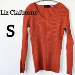 Liz Claiborne リズグレイポーン 【S】 オレンジ リブ編み ニット