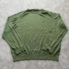 【希少XXL】ノーティカ 刺繍ロゴ コットンニット セーター グリーン 緑