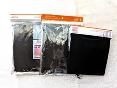 HEATTECH Uネック八分袖 ブラック Lサイズ3枚セット