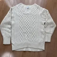 シンプリシテェ　ケーブルニット　スキッパー　プルオーバー　ホワイト