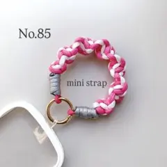 ピンク×白　スマホストラップ　パラコード　ハンドメイド　夏　即購入可