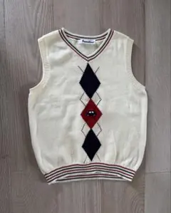 ★美品 familiar アーガイル柄ベスト 100cm 綿100%