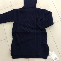 新品 ブランシェス 100 ケーブルニット タートルネック ワンピース