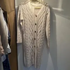 GU ケーブルニット ロングカーディガン アイボリー M