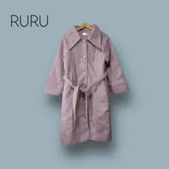 2056 【RURU】　ロングコート　トレンチコート　ピンク　シングル　ベルト