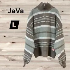 良品✨JaVa 【L】ハイネックニットセーター・しっかりした作り・ハーフジップ！