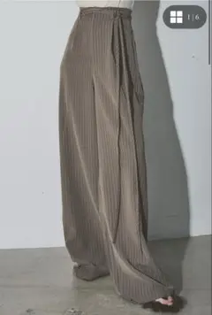 AUBREY ダブルベルトストライプパンツ