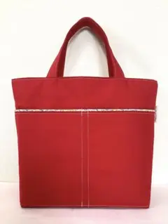 ハンドメイド　真っ赤なミニトートバッグ