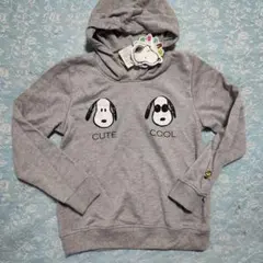 新品レディース M PEANUTS スヌーピー顔2つ パーカー