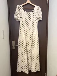 ドット柄 パフスリーブ ワンピース　グレイル