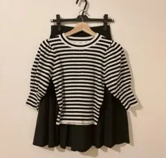 United arrows エンブロ ティアードコンビ ショートスリーブ ニット United arrows エンブロ ティアードコンビ ショートスリーブ ニット