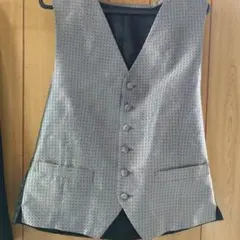 グレー ドット柄 フォーマルベスト