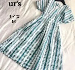 UR'S ユアーズ　ストライラプカシュクールワンピース サイズM グリーンのサムネイル