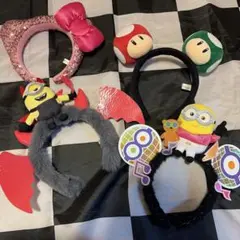 【USJ公式】カチューシャ 4点セット（マリオ・ミニオン・キティ）