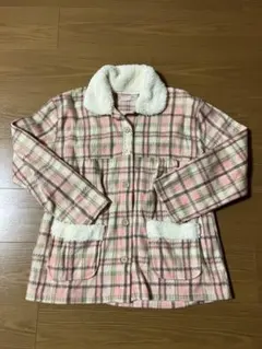 【匿名配送】　フリース ピンク チェック パジャマ　上着のみ