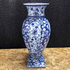 深川製磁 ブルーチャイナ 花瓶 高さ23cm KM7号花生 専用箱有 即購入OK