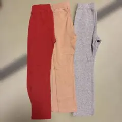 ストレッチパンツ レッド　グレー　ベージュ3本セット 長ズボン120