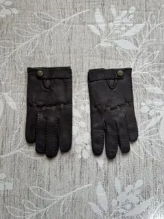 ダークブラウン レザー手袋 ボタン付き