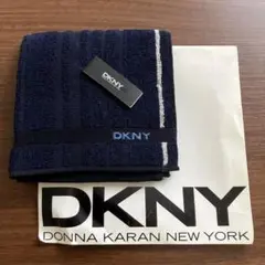【新品 未使用】DKNY タオルハンカチ ネイビー 刺繍