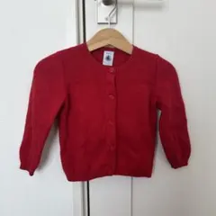 PETIT BATEAU プチバトー　ベビー カーディガン赤18m/81cm