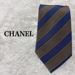 ⁠【美品】CHANEL シャネル ネクタイ ココマーク ストライプ シルク⁠