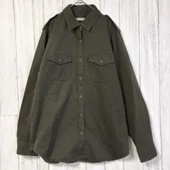 グローバルワーク ミリタリーシャツ 長袖 【L】 カーキ オーバーサイズ