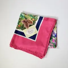 美品 GUCCI グッチ フローラル シルク 大判スカーフ ベージュ系 タグ