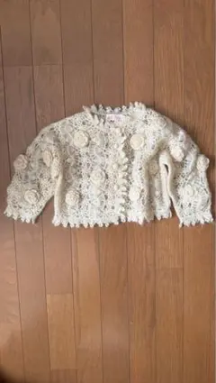 mezzo piano アイボリー レース編み カーディガン Sサイズ100