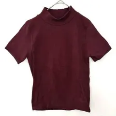 FOREVER21 フォーエバー21 リブニット 半袖 カットソー M ボルドーのサムネイル