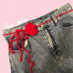 ハンドメイド　かぎ針編み　編み物　バラチョーカー・ベルト