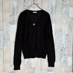 アクシーズファム　レディースニットカーディガン　黒　ビシュー　くるみボタン