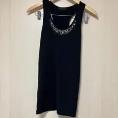 m.f.editorial ビジュー付きタンクトップ ブラック Mのサムネイル