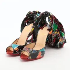 超美品 EU38 クリスチャンルブタン ヒール JERSEY VAMP 320A