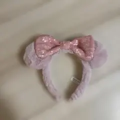 ミ二ー カチューシャ ファー もふもふ スパンコール ピンク