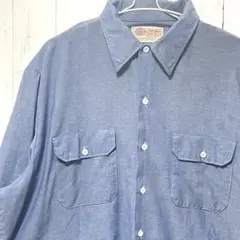 ディッキーズ Dickies ブルー USA製 ワークシャツ 希少 ビッグサイズ
