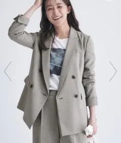 【洗える/セットアップ可能】凹凸ストレッチ素材ダブルジャケット INDIVI